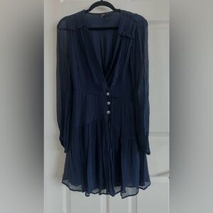 Maje Deep Blue Long Sleeve Dress